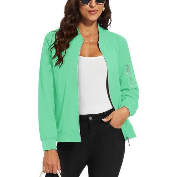 Jackets & Blazers - Women's Jacket Lightweight Bomber Jackets 5 Pockets Windbreaker